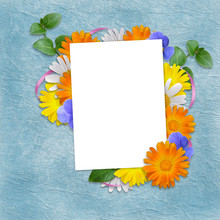 Card For The Holiday  With Flowers On The Abstract Background