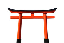 An Orange And Black Japanese Tori Gate Isolated On White.