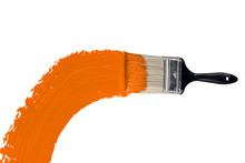 Brush With Orange Paint