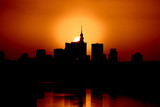 Fototapeta  - Krwisty zachód słońca nad Warszawą 3