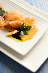 Poster - smoked salmon marinated on balsamic vinegar