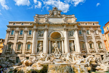 Famous Trevi's Fountain National Monument In Rome