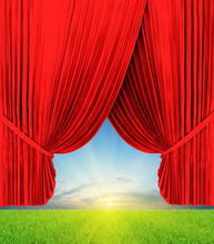 Theater Curtain Illustration With Nature