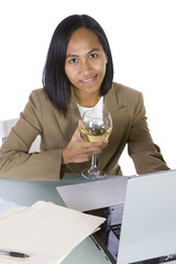 Businesswoman at Her Desk Working