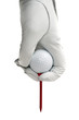White golve, golf ball and  red tee