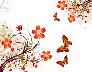 Sticker - Grunge flower background