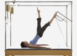 © Caroline Schiff/Blend Images - Woman stretching on exercise equipment