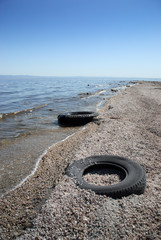 two discarded tires