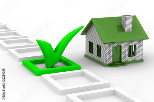 House choice on white background. Isolated 3D image