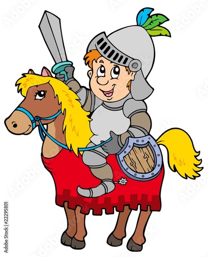 Fototapeta do kuchni Cartoon knight sitting on horse