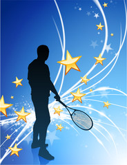 Wall Mural - Tennis Player on Abstract Modern Light Background