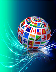 Wall Mural - Flag Globe on Abstract Modern Light Background