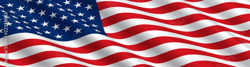 Photo  American Flag Flowing in the Wind