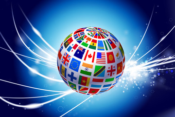 Poster - Flag Globe on Abstract Modern Light Background