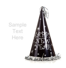 Black New Year's Eve Hat On White With Copy Space