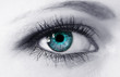 Woman blue eye closeup