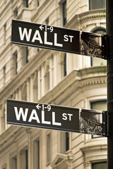 Wall street signs in New York city