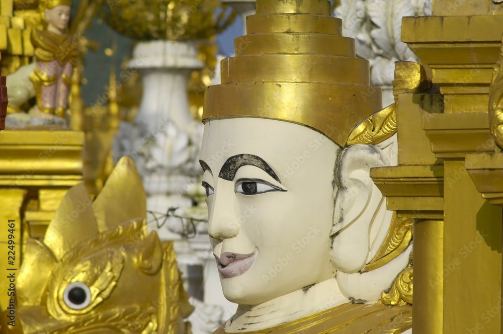 Details der Shwedagon Pagode in Burma/ Myanmar - obrazy, fototapety, plakaty 