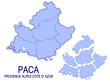 carte région paca provence alpes cote d'azur France départements
