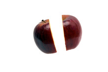 Split Apple On White
