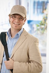 Wall Mural - Young businessman leaving office