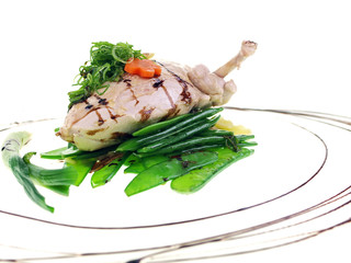 steamed chicken with vegetable isolated on white background