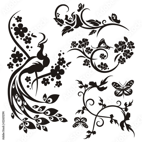 Naklejka na szafę Chinese Floral Designs