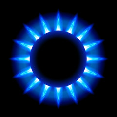 Wall Mural - blue flames of a burning natural gas - radial composition