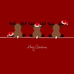 Poster - 3 Sitting Christmas Reindeers