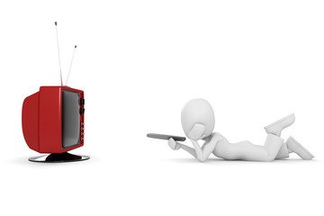 3d man watching tv