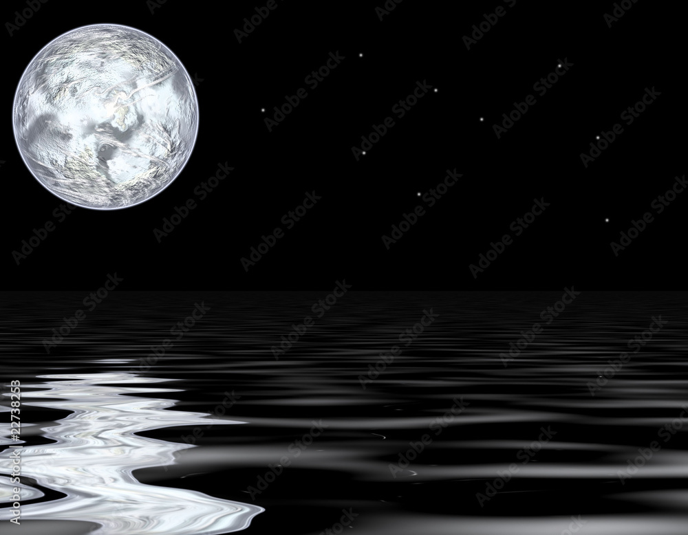 moon and water - obrazy, fototapety, plakaty 