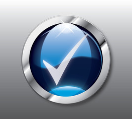 Blue check button vector