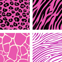 Fashion Tiling Pink Animal Print Patterns. Vector.