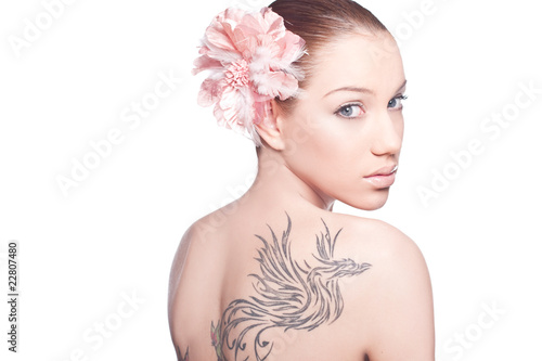 Femme Au Tatouage Dans Le Dos Buy This Stock Photo And