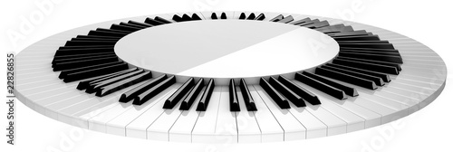 Dekoracja na wymiar  okragla-scena-klawiatury-fortepianowej-na-bialym-tle