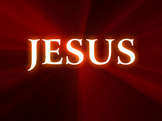 Jesus text on red background