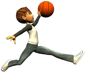 Sticker - kid boy basketball jump fly