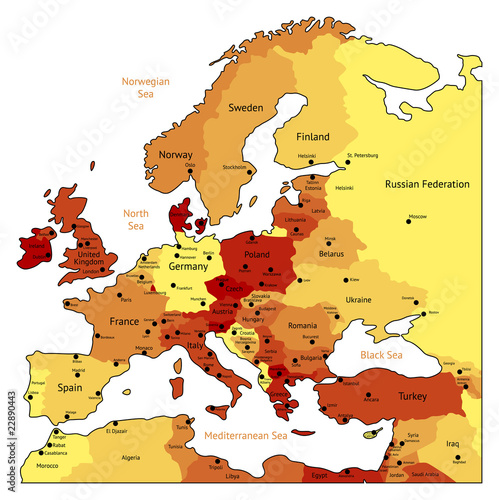 Plakat na zamówienie Orange map of Europe