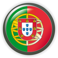 Portugal, shiny button flag vector illustration