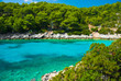 Blue lagoon in Adriatic Sea, Korchula island of Croatia