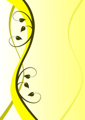 Sticker - A yellow floral background with dark brown leaves