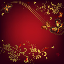 Decorative Red Floral Frame
