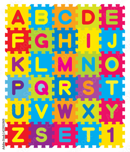 Obraz na płótnie canvas dwuczęściowy "dyptyk" Puzzle alfabetu wektorowego