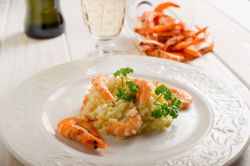 Canvas Print - rice with shrimp - risotto con gamberi