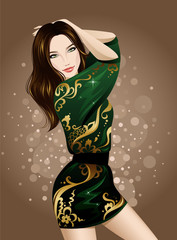 Wall Mural - Beautiful dancing brunette