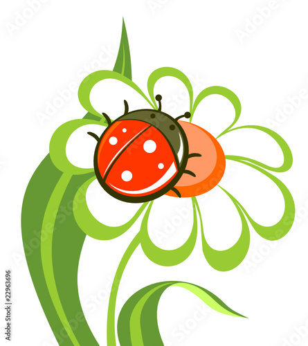 Foto-Schiebevorhang (ohne Schiene) - flower with ladybird (von Tatyana Okhitina)