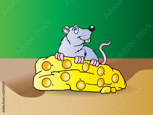 Foto-Plissee - grey Mouse eat big cheese (von oni)