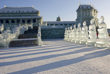 Forbidden Palace Ice Sculpture At Ice Festival In Harbin, China