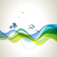 Palms, Waves And Dolphins