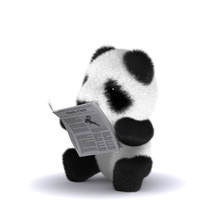 3d Baby Panda Reads The Paper